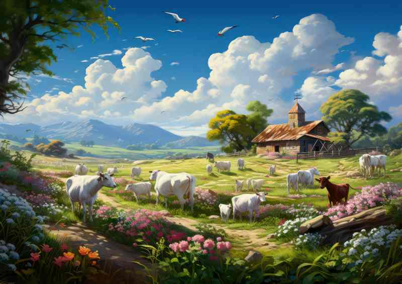 Country Life Classic Cows Farmyard Elegance | Canvas