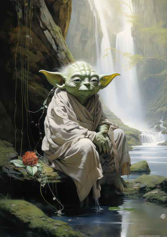 Yoda sitting by the river looking at the water | Canvas