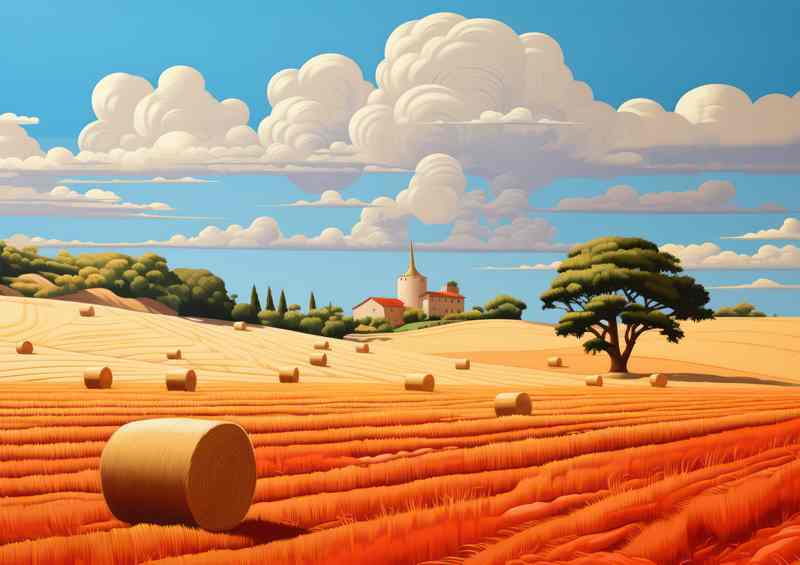 Harvest Beauty Farmers Fields with Golden Bales | Di-Bond