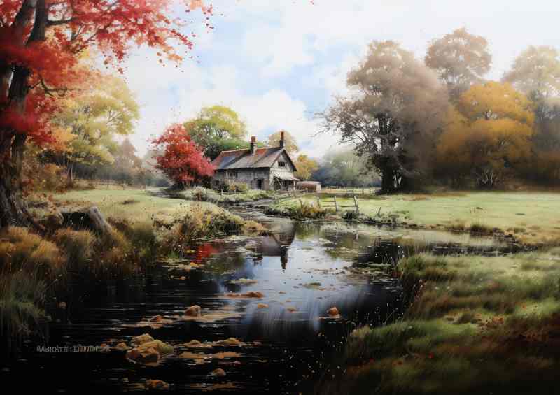Historic Charm Picturesque English Countryside scene | Metal Poster