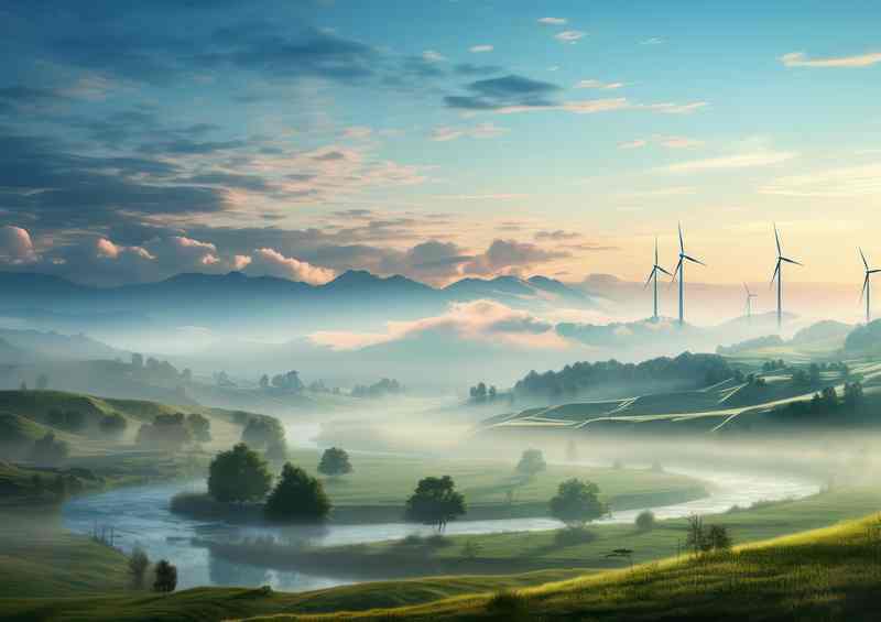 Lullaby of the Landscape Windturbines in The Distance | Poster