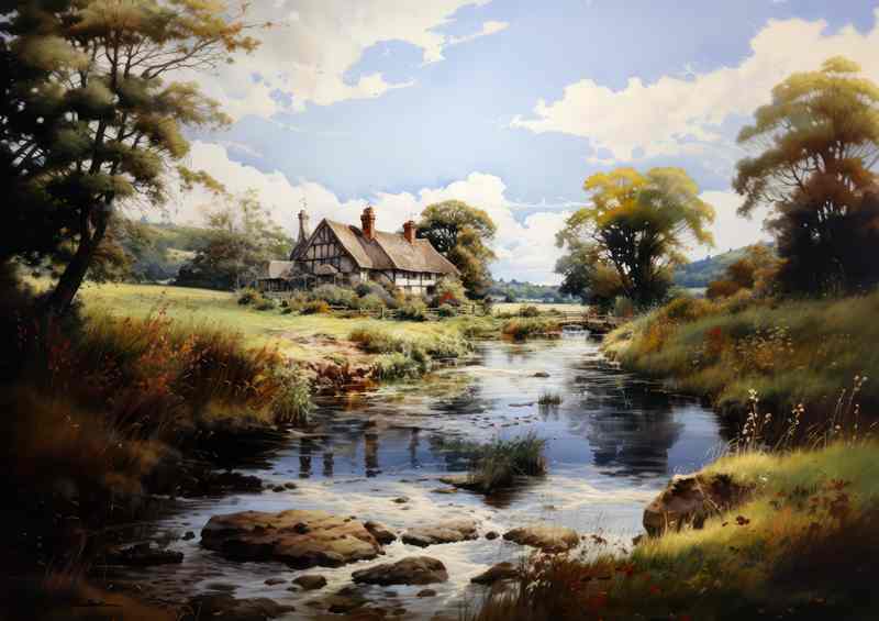 Magic English Countryside Riverside Cottage | Canvas