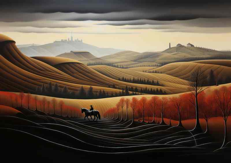 One man and His Horse travelling | Metal Poster