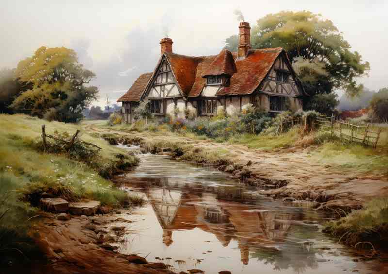 Pastoral Elegance Old English Countryside Tranquility | Poster