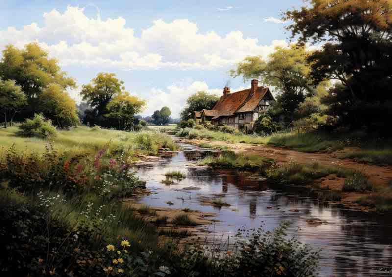 River's Whisper Idyllic Beauty of Countryside | Canvas