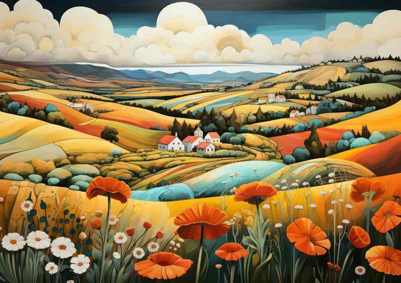 Rolling Hills Enchantment Whimsical Scenic Beauty | Metal Poster