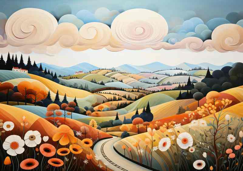 Rolling Whimsy Enchanted Hills Landscape Dream | Poster