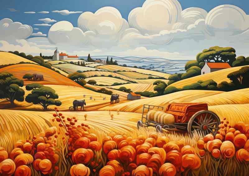 Rural Tranquility Hay Bales Scenic Fields | Di-Bond