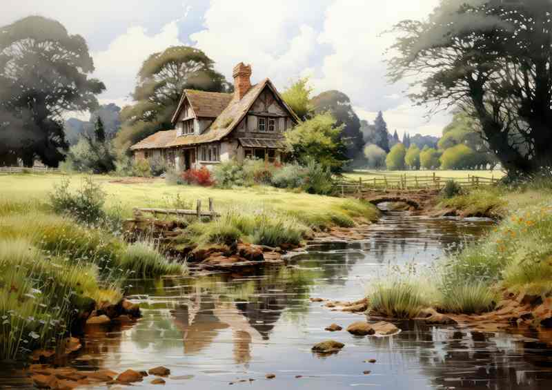 Rustic Harmony River Winds Through Countrysid | Canvas