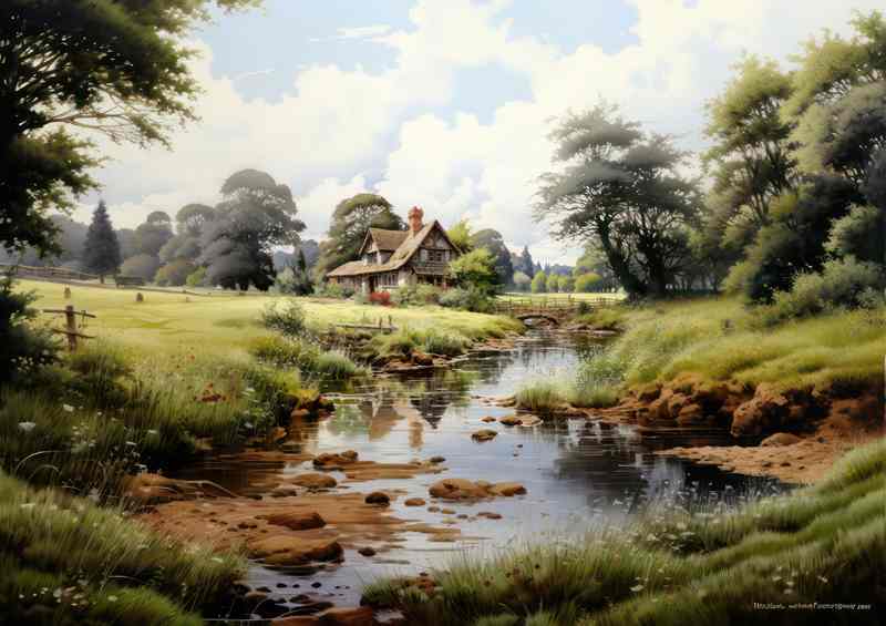 Rustic Serenity Countrysides Gentle River Idyllic | Di-Bond
