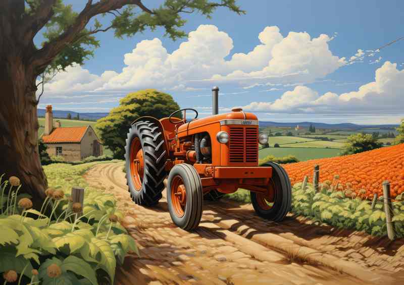 Scenic Vintage Classic Tractor Countryside Charm | Di-Bond
