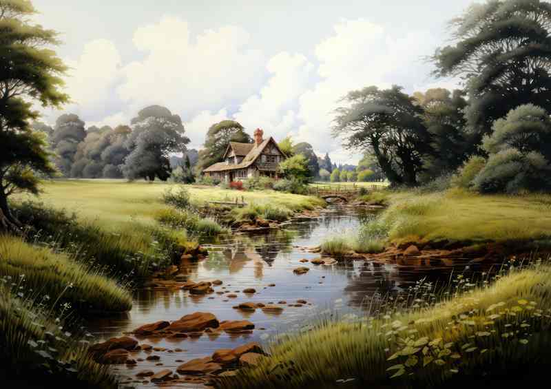 Serene Landscapes Old English Countryside Wonders | Metal Poster