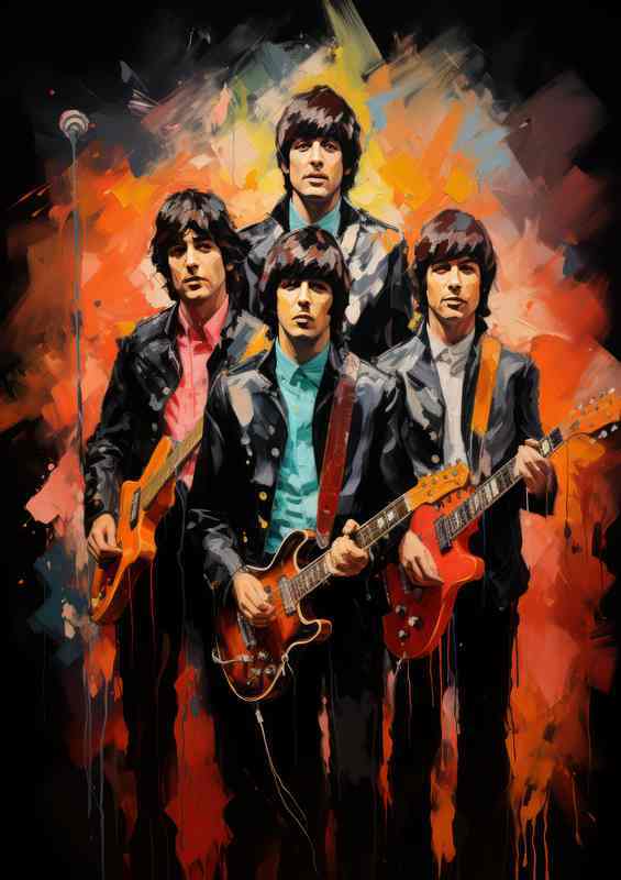 Beatles group Very colourful splast of art | Poster
