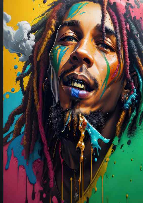 Bob Marley jamming splash art | Di-Bond
