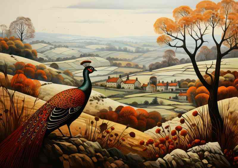 Tranquil Countryside Pheasant in Rustic Elegance | Poster