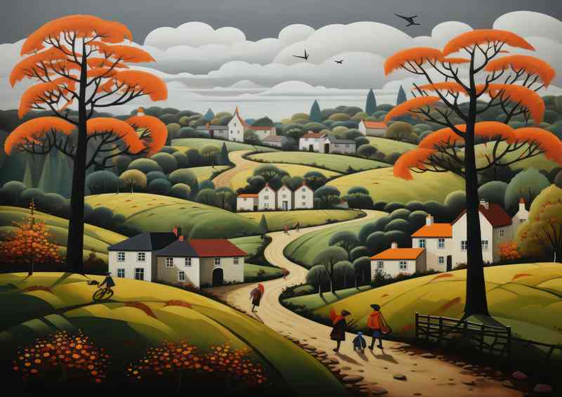 Village Whimsy Enchanting Colors and Quaintness | Metal Poster