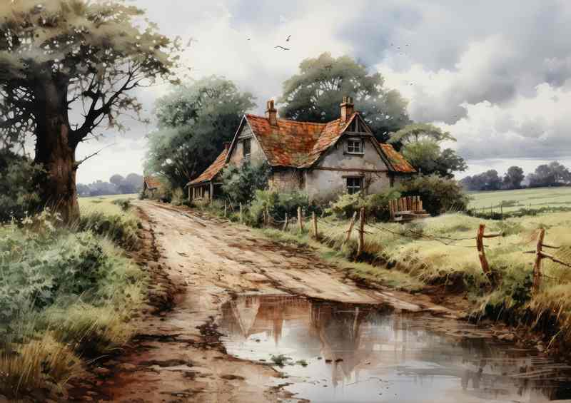 Vintage Elegance Picturesque English Countryside Scene | Poster