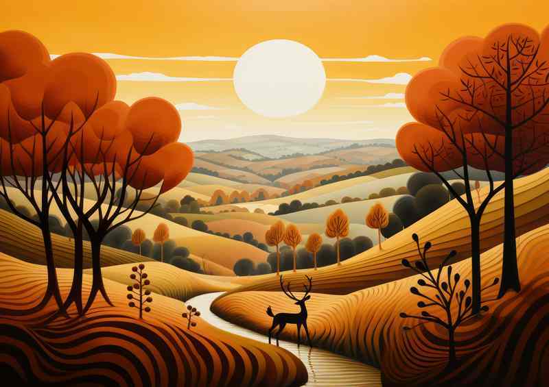 Whimsical Charm deer Roaming on Farm | Poster