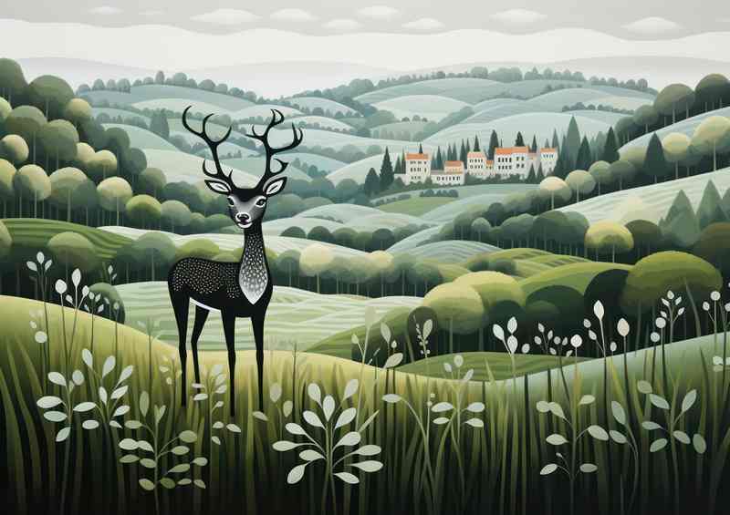 Whimsical deer In Countryside | Di-Bond