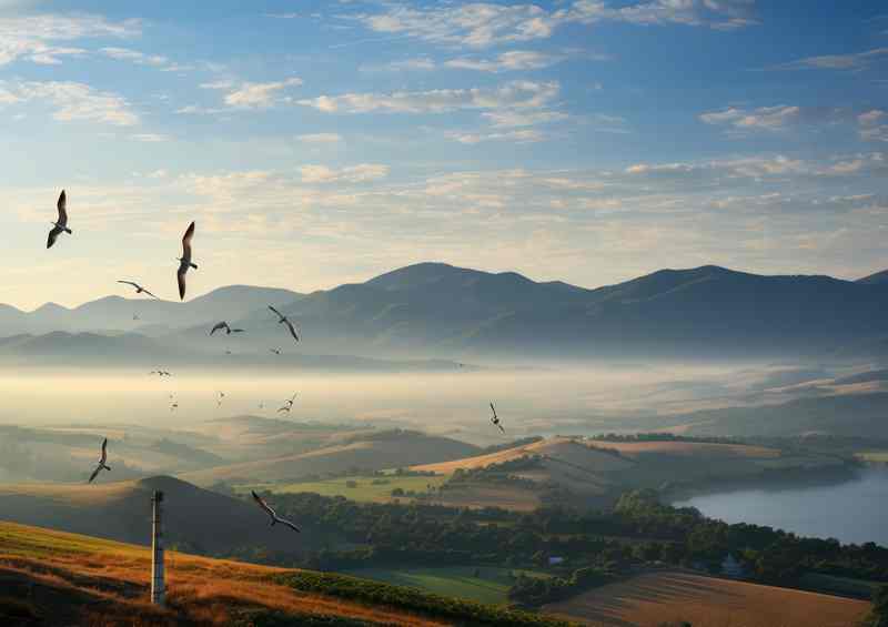 Enchanting View of Misty Morning Vineyards | Di-Bond