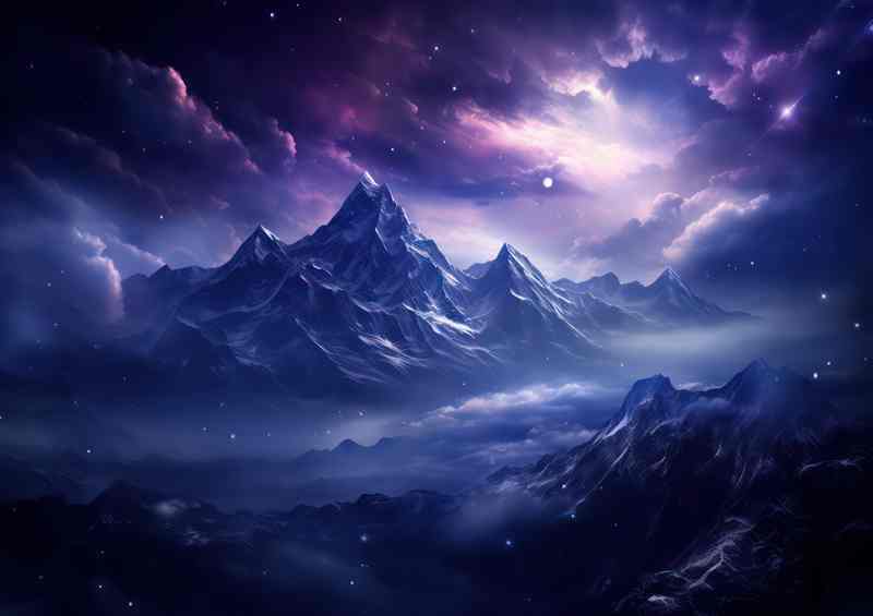 Nightime Mountain Gaze | Canvas