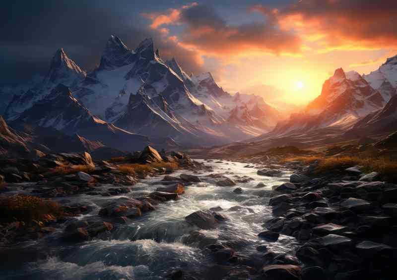 Sunrise Over Misty Mountains | Metal Poster