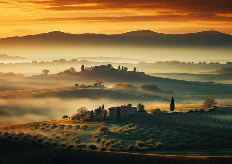Tuscany Bathed in Morning Sunlight | Canvas