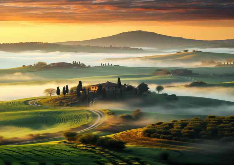 Tuscany Hills in Golden Morning Light | Di-Bond