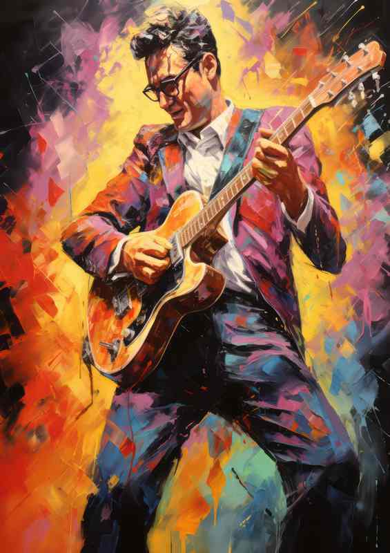 Buddy Holly Very colourful splash art style | Di-Bond