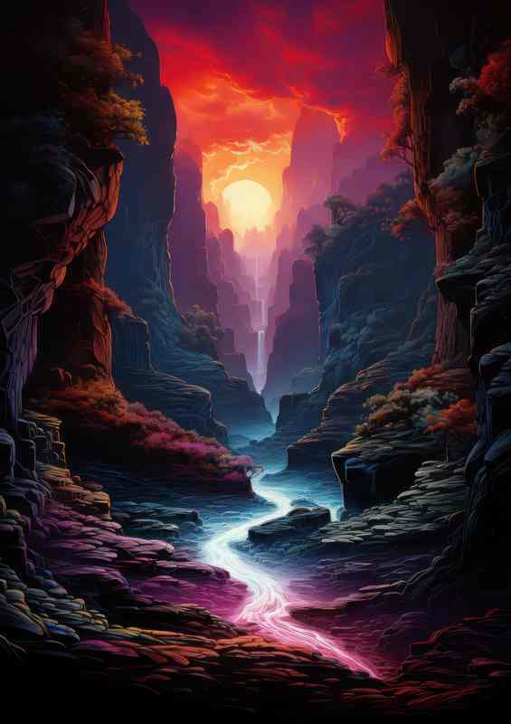 Artistic Rainbow Falls in Ecstasy | Metal Poster