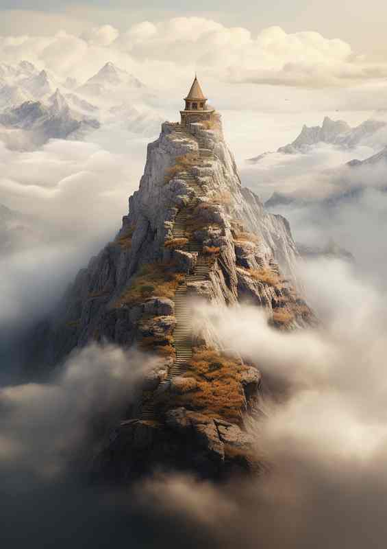Castle On a Mountain A Misty View | Poster