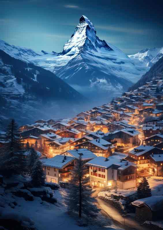 Illuminating The Matterhorn mountain mist | Poster