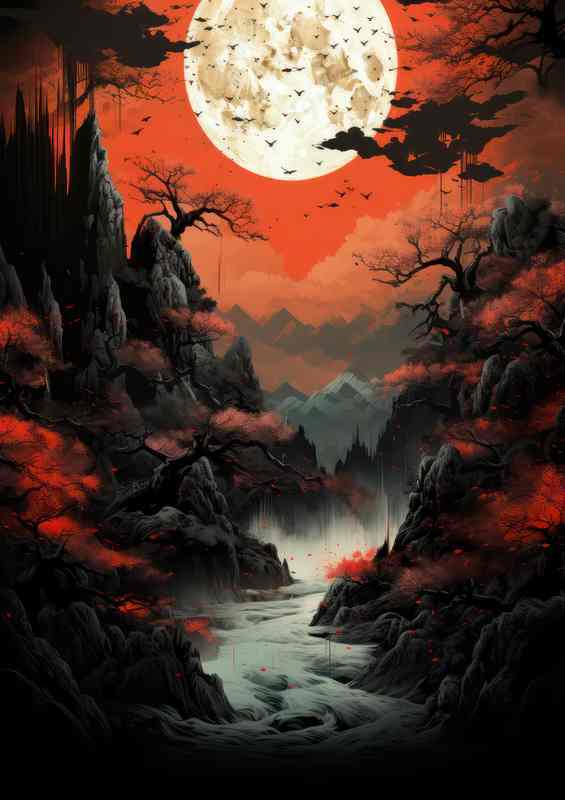 Japanese Forest and Mountain Mystery | Metal Poster