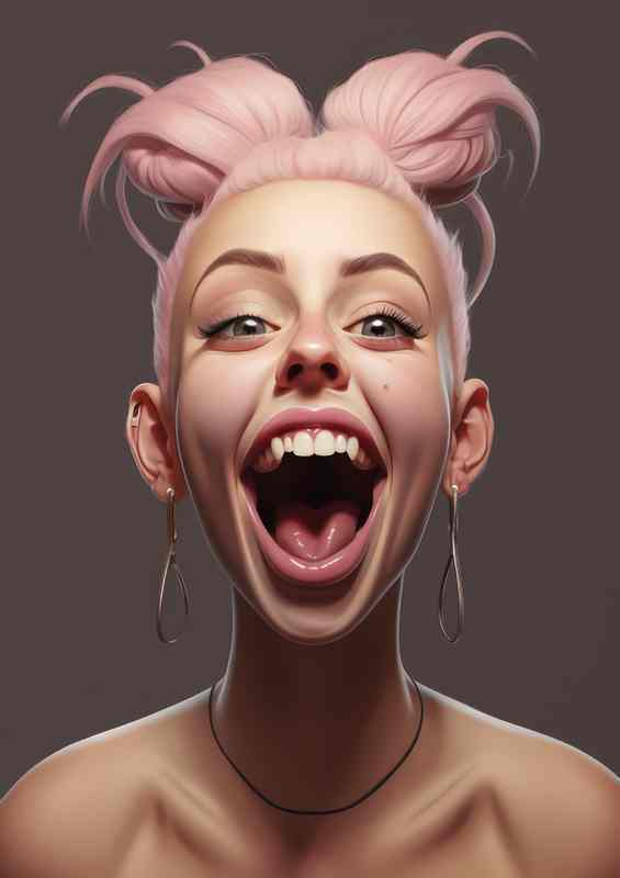 Caricature of Billie ellish pink hair | Di-Bond