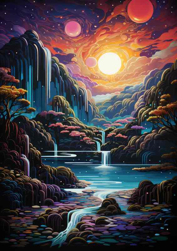 Mystical Nights Waterfalls And Dreams | Di-Bond