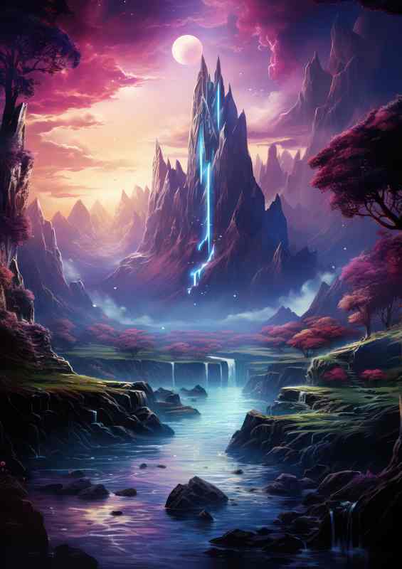 Rainbow Cascade Dreams Down The Mountain | Poster