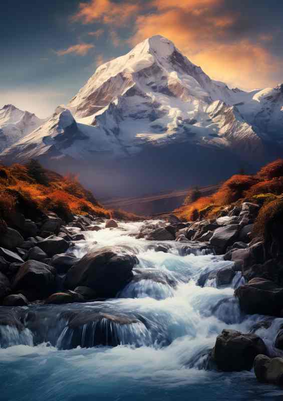 Snowy Peaks of Snow Capped Mountain in Chile | Metal Poster