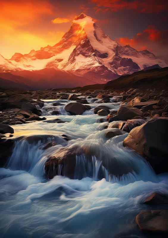 Sun Drenched Chile Peaks Whispering Water | Poster