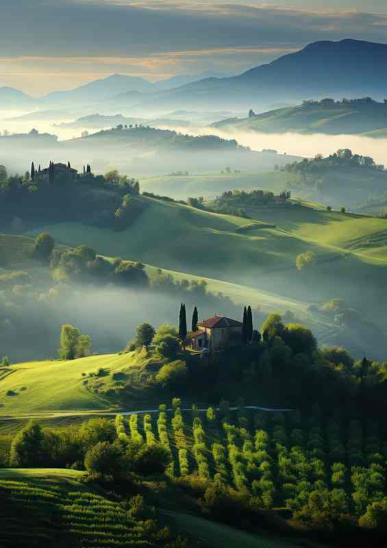 Tuscany trees and Mountain Mist | Poster