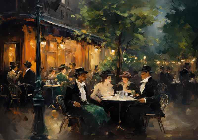 Cobblestone Whispers Around a French Cafe | Metal Poster
