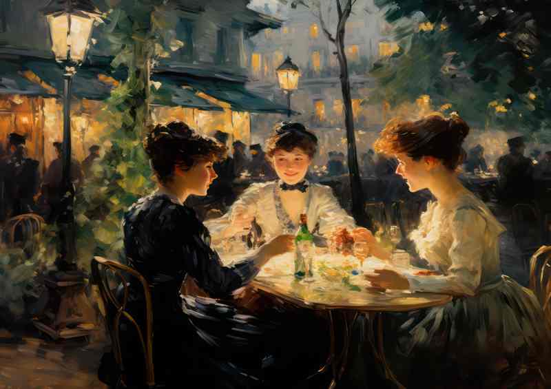 Evening Elegance at a Quaint French Cafe | Canvas