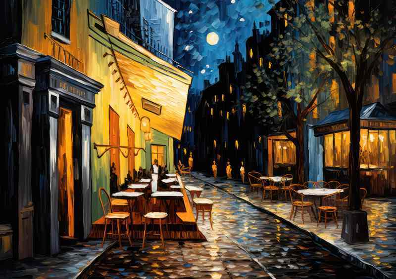 Lanterns Glow Softly Over the Midnight Cafe | Di-Bond