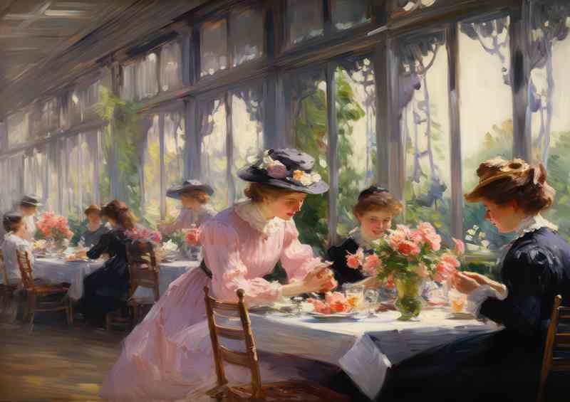 Lavender Skies Over Enchanting French Cafe | Metal Poster