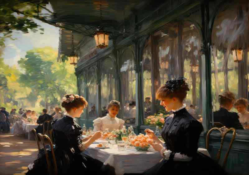 Sunlit Serenade in a French Cafe Ambiance | Metal Poster