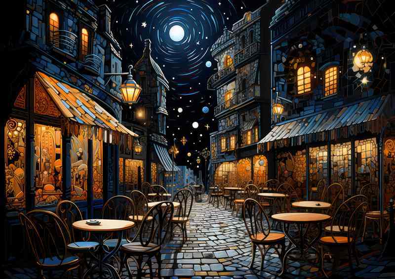 Under Celestial Canopy Midnight Cafe Whispers Secrets | Canvas