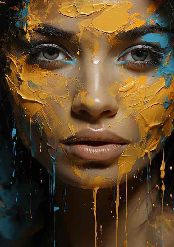 Artistic Elation Woman Dripping Vibrant Paint | Poster