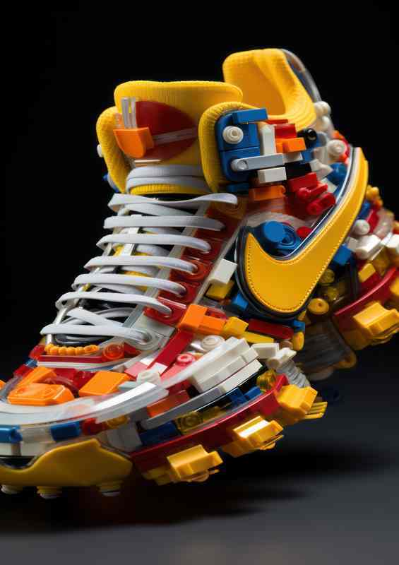 Bold Sneaker Palette Walks on Artistic bricks | Metal Poster