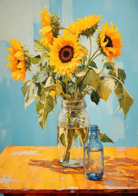 Golden Petals Reaching for Morning Sunlight | Metal Poster