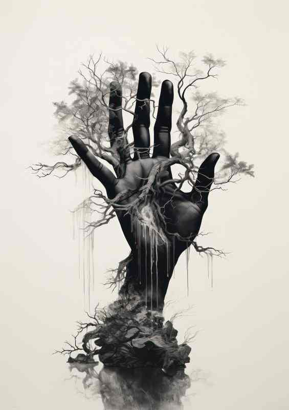 Natures Grasp Hand Intertwined with Branches | Poster