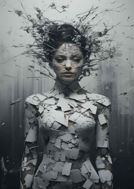 Sprouting Serenity Woman’s Face and Branches Coalesce | Metal Poster